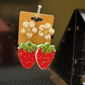 Strawberry Beaded Earrings